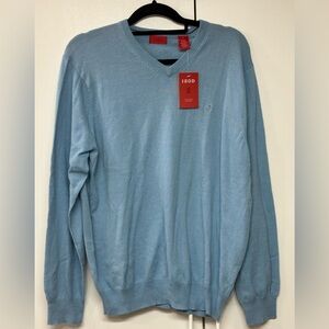 New! Izod Men's Medium Light Blue V-Neck Sweater